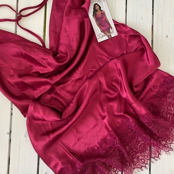 NWT Silky Satin EyeLash Lace‎ Chemise Medium - Picture 4 of 7